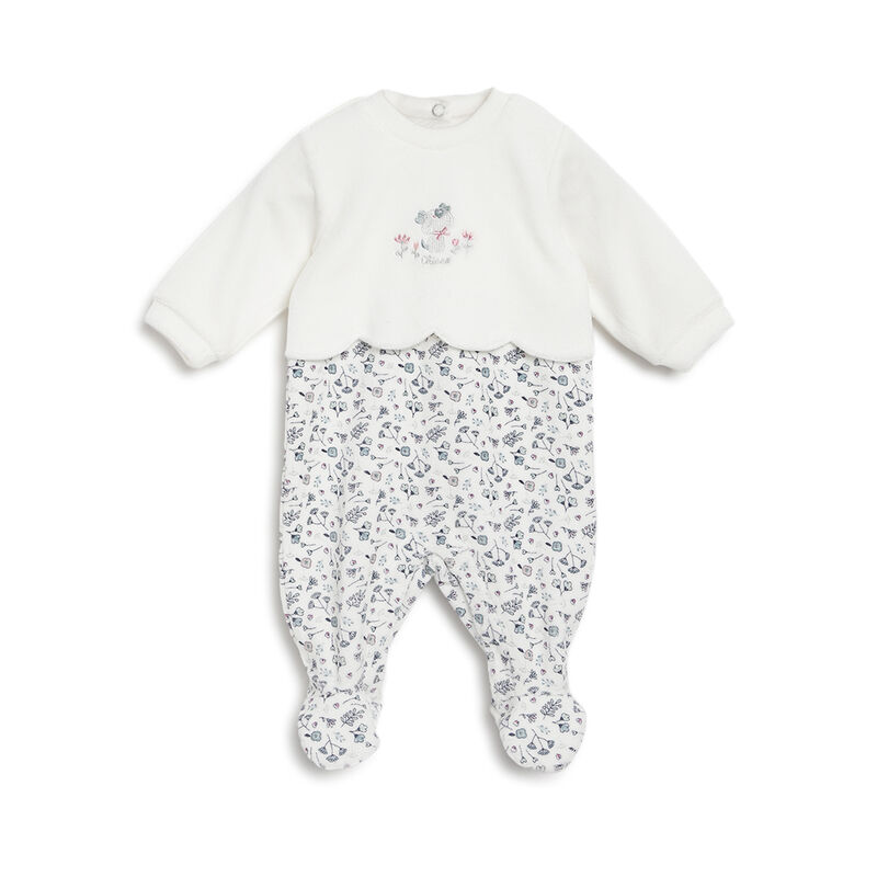 Girls Natural Printed Leg Opening Babysuit image number 0